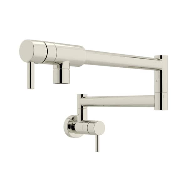 ROHL Wall Mount Pot Filler with 180° Spout Swivel in Polished Nickel