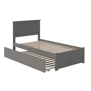 Madison Twin Extra Long Bed with Footboard and Twin Extra Long Trundle in Grey