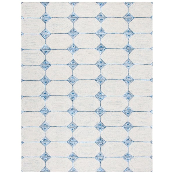 SAFAVIEH Abstract Ivory/Blue 8 ft. x 10 ft. Tribal Geometric Diamonds Area Rug