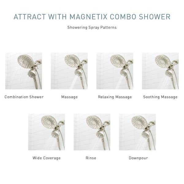 MOEN - Magnetix 6-Spray 6.75 in. Dual Wall Mount Fixed and Handheld Shower Head 1.75 GPM in Matte Black