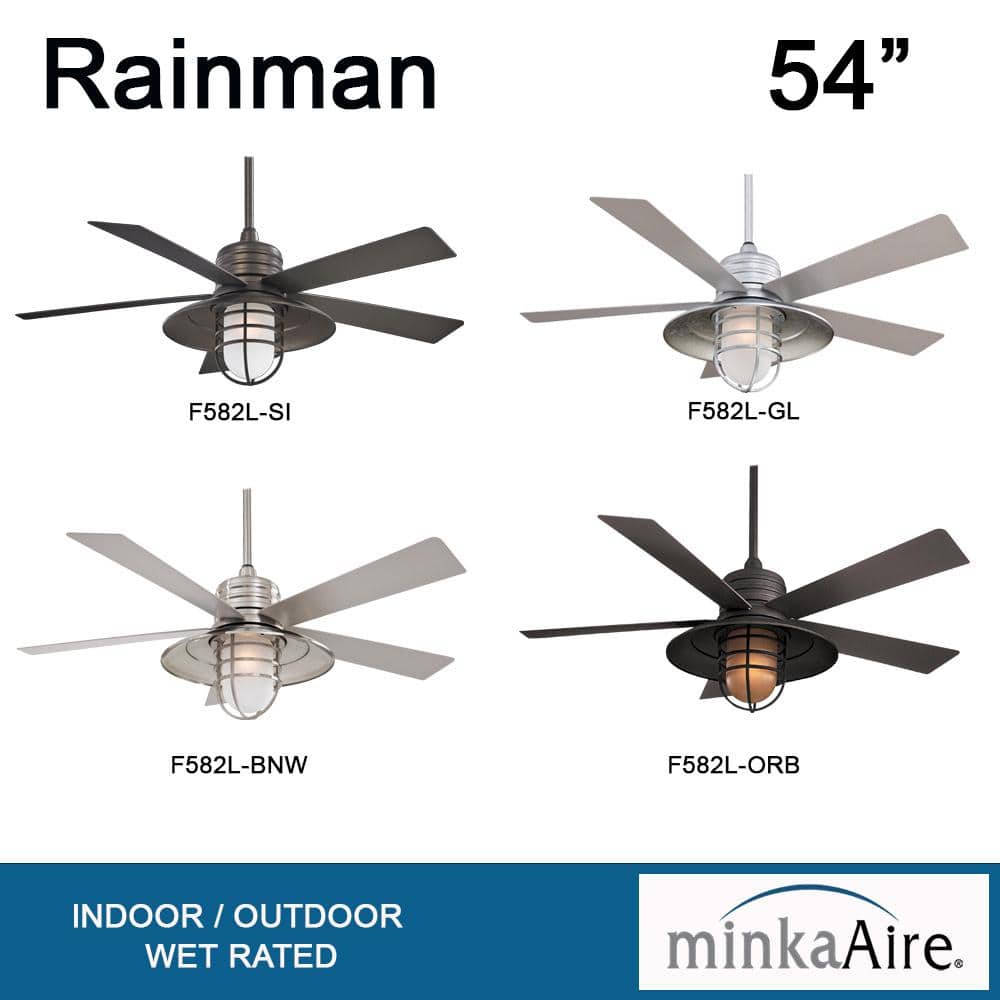 54" Galvanized Silver Industrial Ceiling Fan with LED Light and Remote
