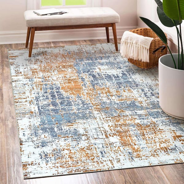 Aurora Abstract Multicolor Washable Rug 5 ft. x 7 ft. Area Rug