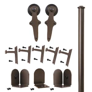 96 in. Wright Oil Rubbed Bronze Sliding Barn Door Round Track and Hardware Kit