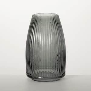 Influence Collection 8 in. Ribbed Black Glass Vase