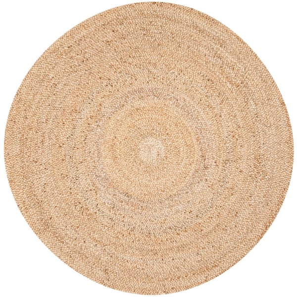 Natural Fiber Beige 7 ft. x 7 ft. Round Solid Area Rug