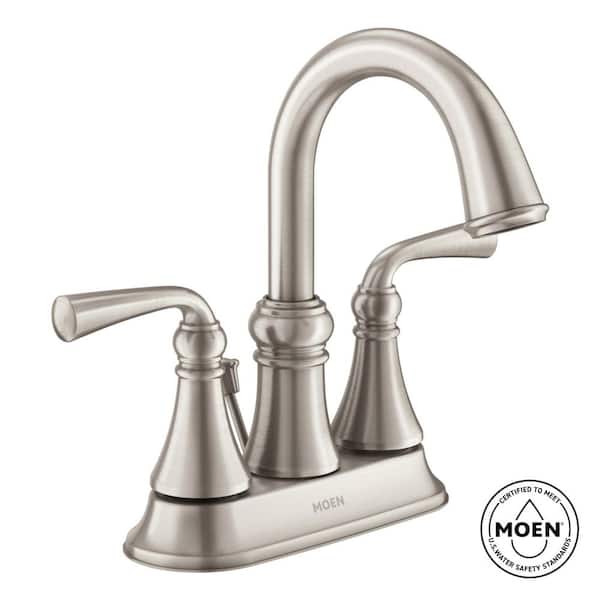 MOEN Wetherly 4 in. Centerset 2-Handle High-Arc Bathroom Faucet in Brushed Nickel