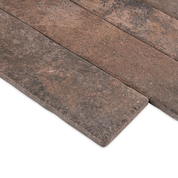 marron　0915♡ MOLOVO Jerica Marron Brick 2.95 in. x 11 in. Matte Porcelain Floor