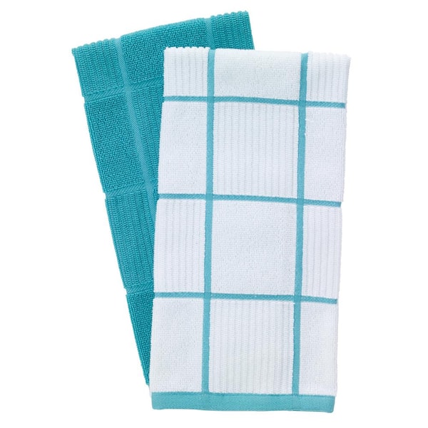 T-fal Breeze Plaid Solid and Check Parquet Woven Cotton Kitchen Towel (Set  of 2) 60967A - The Home Depot