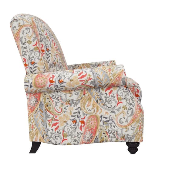 coral paisley push back recliner chair