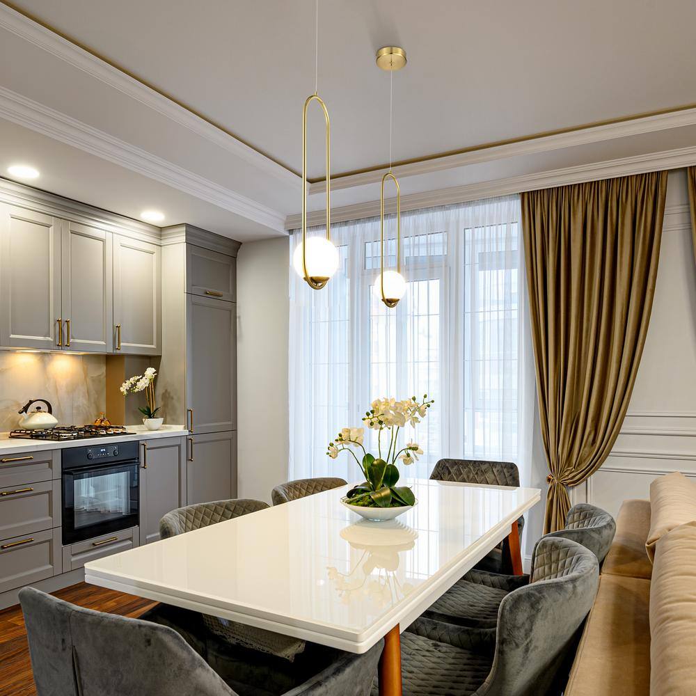 Capri Contemporary 84'' Adjustable Antique Brass LED Pendant with Glass Shade