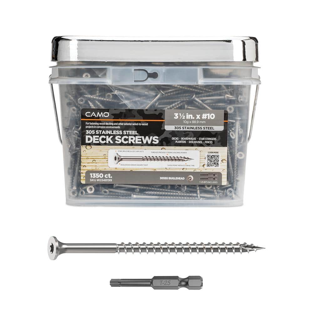 "#10 3-1/2 in. 305 Stainless Steel Premium Star Drive Bugle-Head Deck Screws (1350-Count)" price history on PriceWatchPro