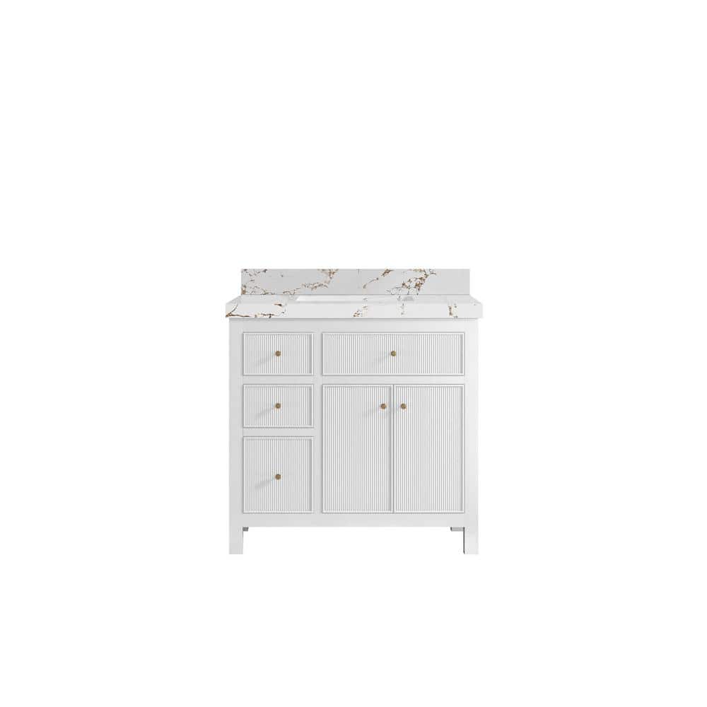 Sonoma 36 in. W x 22 in. D x 36 in. H Single Sink Bath Vanity in White with 2 in. Viola Brown qt. Top price history on PriceWatchPro
