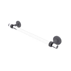 Clearview Collection 24 in. Wall Mounted Towel Bar with Groovy Accents in Matte Gray