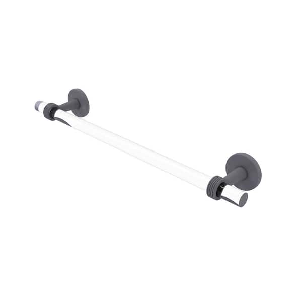 Allied Brass Clearview Collection 24 in. Wall Mounted Towel Bar with Groovy Accents in Matte Gray
