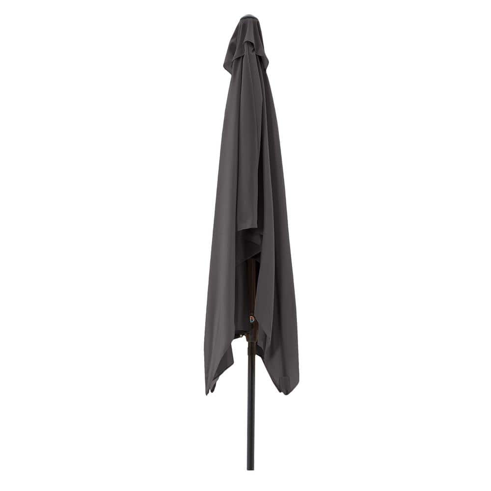 Gray Rectangular 10 Ft Patio Umbrella with Steel Pole