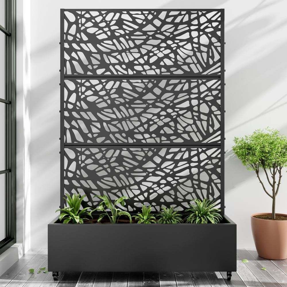 73 in. x 16 in. x 47 in. Black Metal Iron Raised Beds Planter Box with Attached Trellis for Climbing Vegetation price history on PriceWatchPro