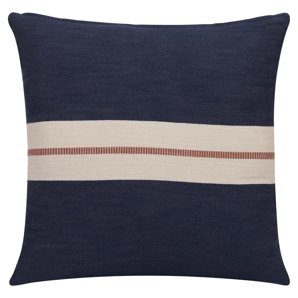 Wilmington Blue/Multicolor Striped Cotton 24 in. x 24 in. Indoor Throw Pill