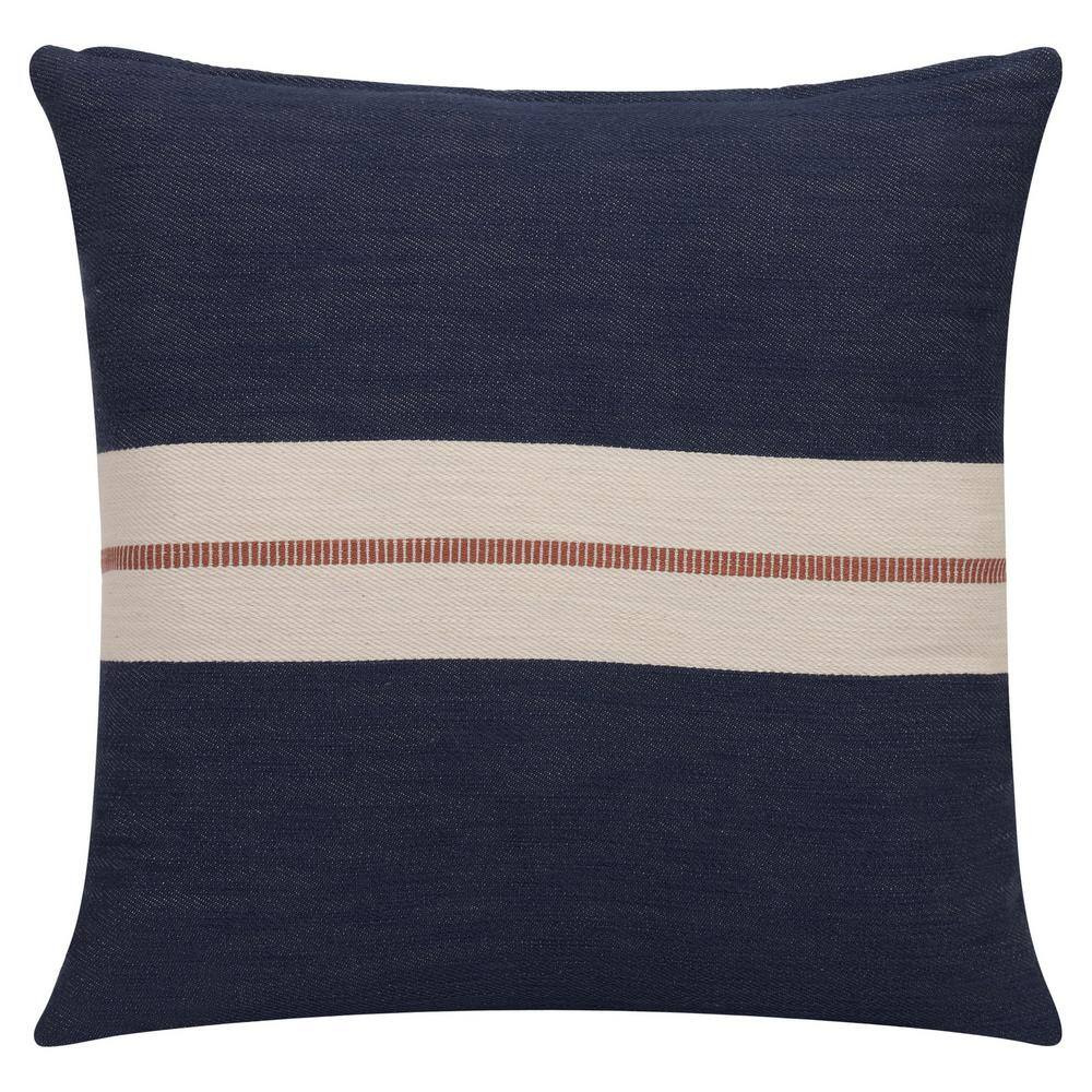 Wilmington Blue/Multicolor Striped Cotton 20 in. x 20 in. Indoor Throw Pill