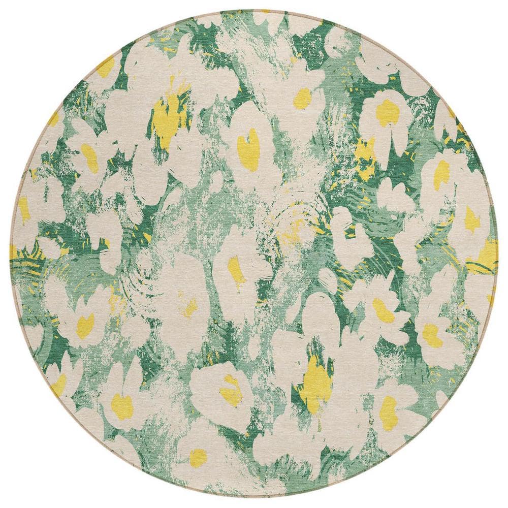 Green 8 ft. Round Woven Floral Round Indoor/Outdoor Area Rug price history on PriceWatchPro
