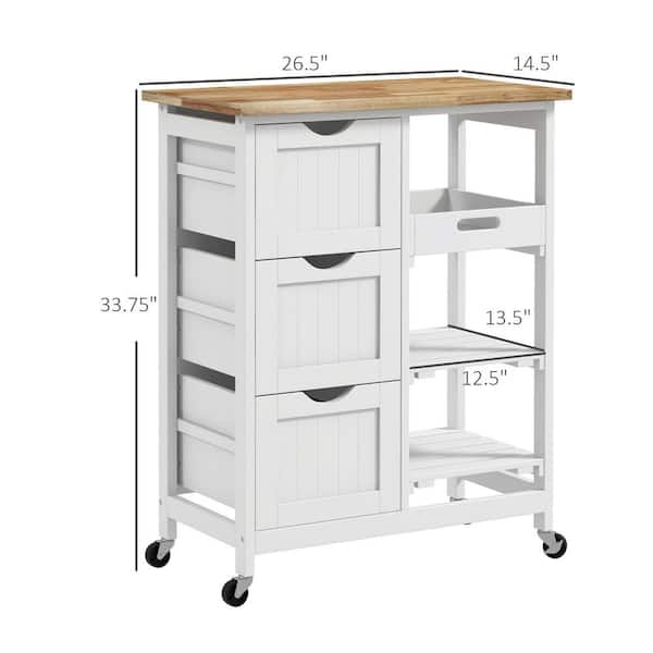 ANTFURN White Kitchen Cart with Drawers Shelf Spice Rack Locking Casters Wheels