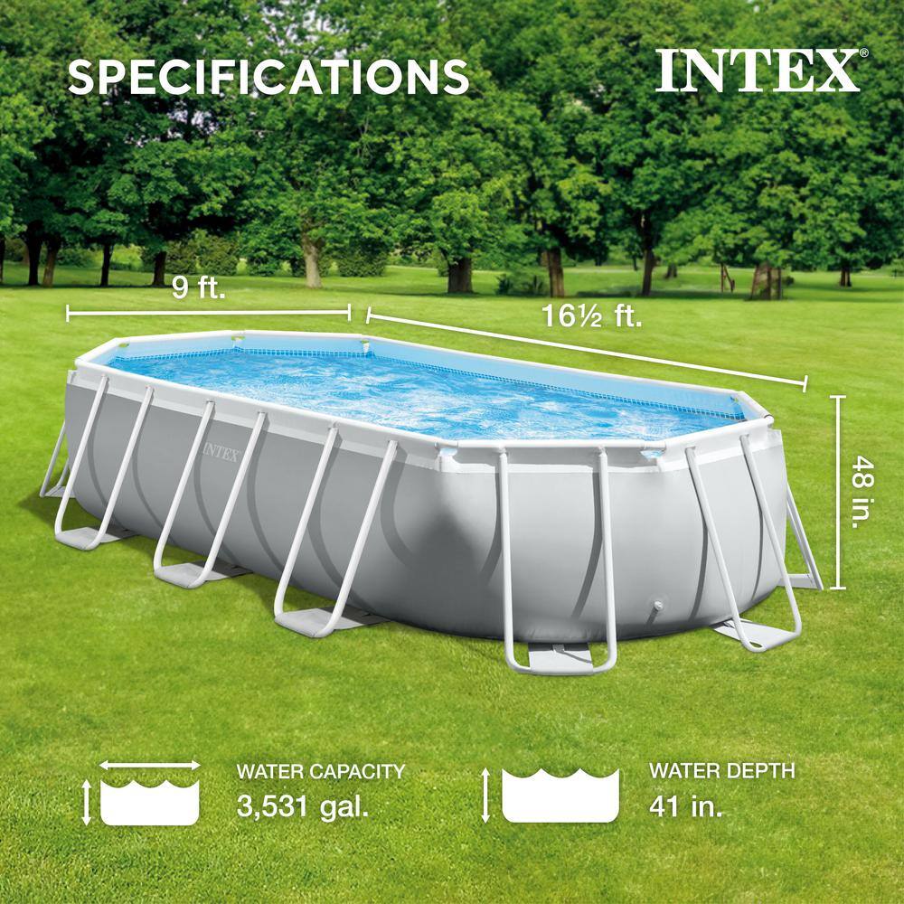 Intex 16.5ft x 9ft x 48in Oval Prism Frame Pool Set with Pump