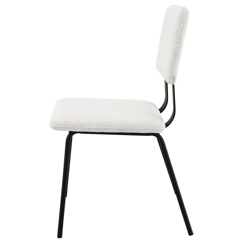 Black and White Upholstered Ladderback Side Chair Set with Metal Base