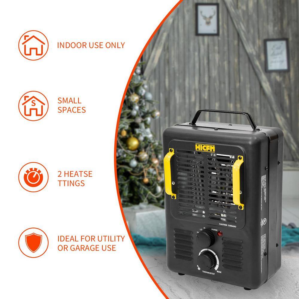 Black Electric Convection Space Heater with Thermostat