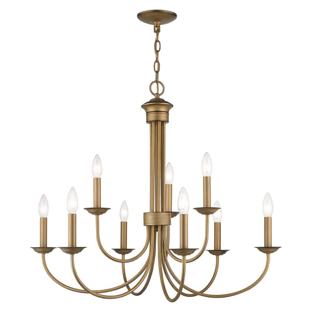 Abbotsford 9 Light Antique Gold Leaf Candle Style Chandelier for Dining Room with No Bulbs Included price history on PriceWatchPro