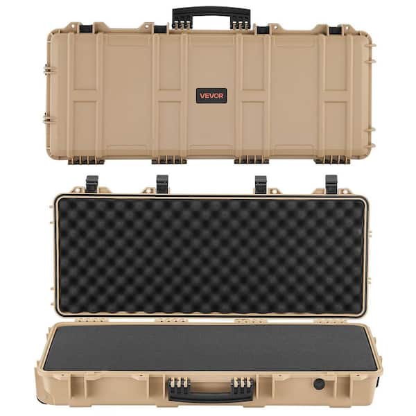 Hard Rifle Case, Lockable Rifle Case with 4 Layers Pre-Cut Foams, 36 in. Gun Storage with Wheels, IP67 Waterproof Khaki