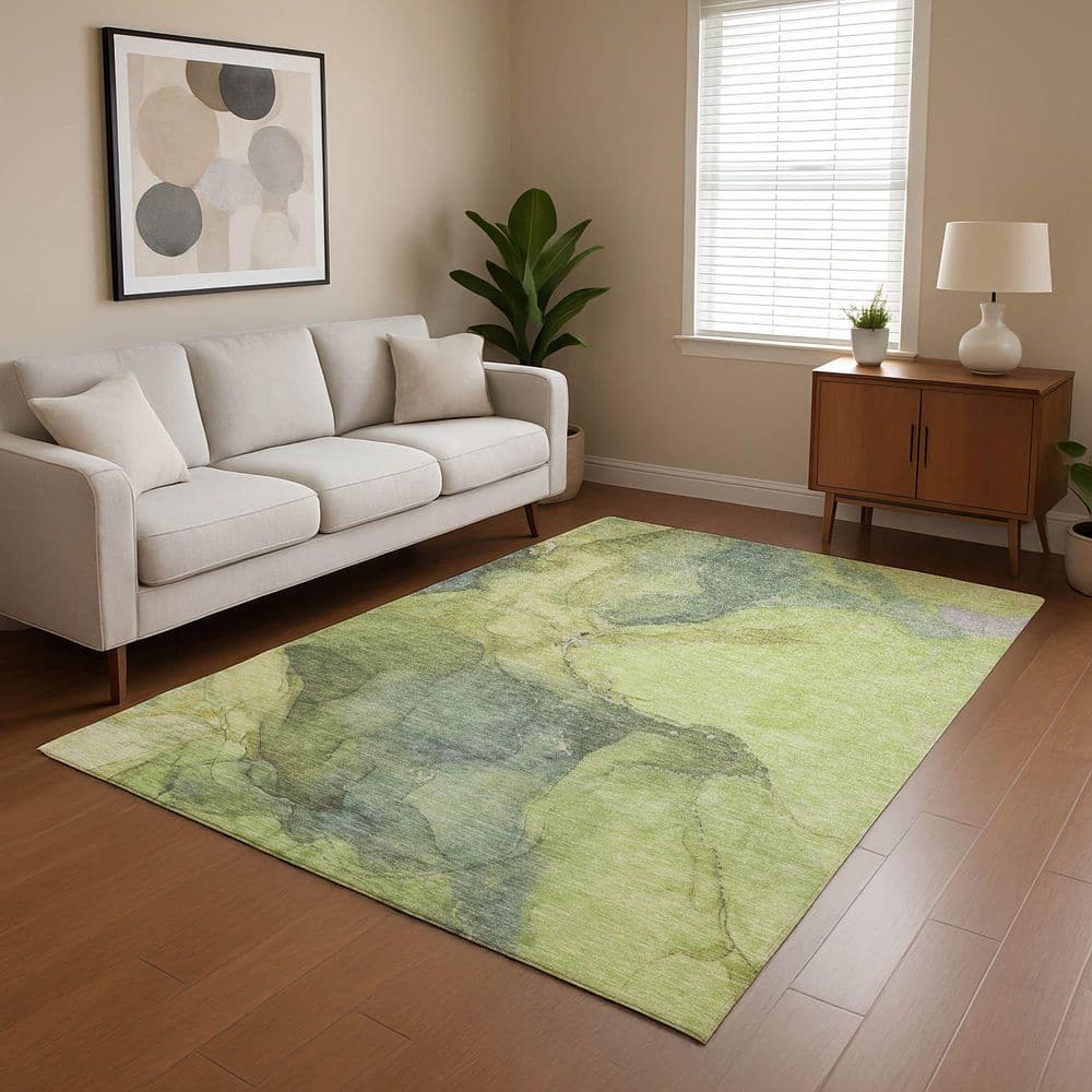 Mayfield Premium Machine Washable Abstract AMF1781 Green 3 ft. x 4 ft. Area Rug price history on PriceWatchPro