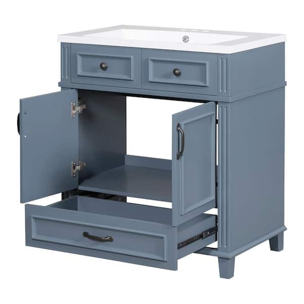 COWLOWN 30 in. W x 18 in. D x 34 in. H Bathroom Blue Linen Cabinet