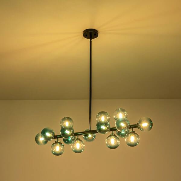Rennnsan Kaitlyn 16-Light Matte Black Modern Linear Cluster