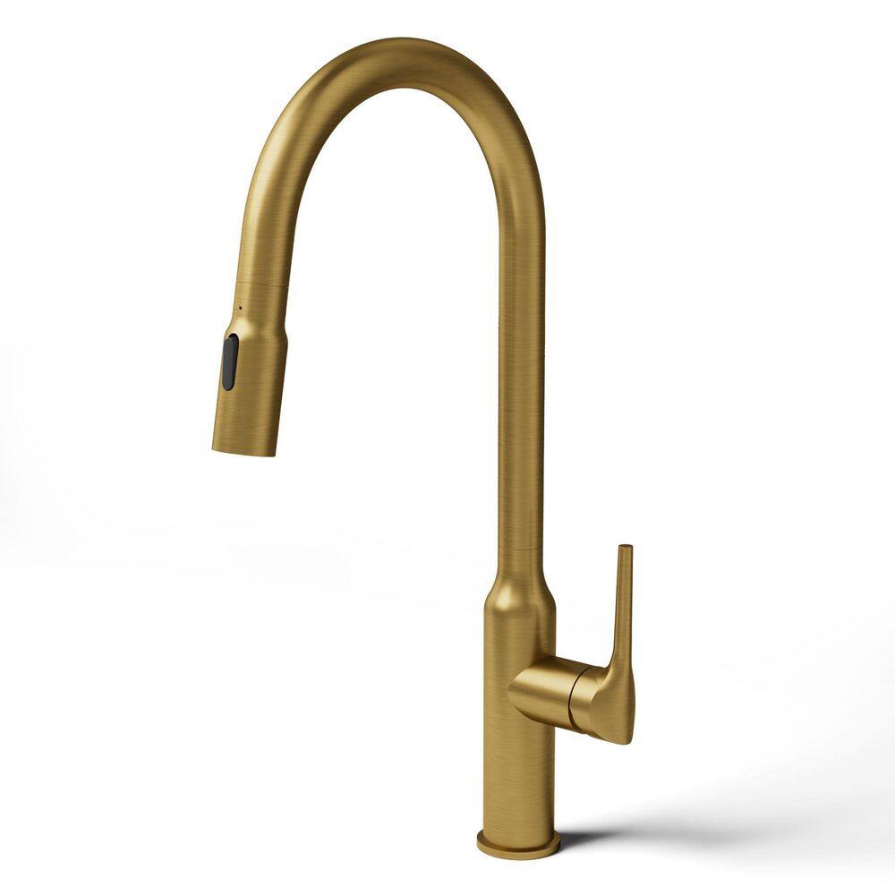 Single Handle 19.8 in. H Pull down Sprayer Kitchen Faucet with 2-Function 360° Swivel Spout in Brushed Gold price history on PriceWatchPro