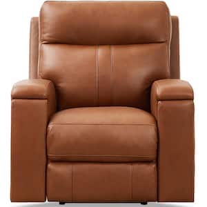 Venice Cinnamon Brown Top Grain Leather Standard Zero Gravity Power Recliner with Cup Holders and Built-In USB Ports