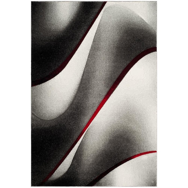SAFAVIEH Hollywood Gray/Red 4 ft. x 6 ft. Abstract Area Rug
