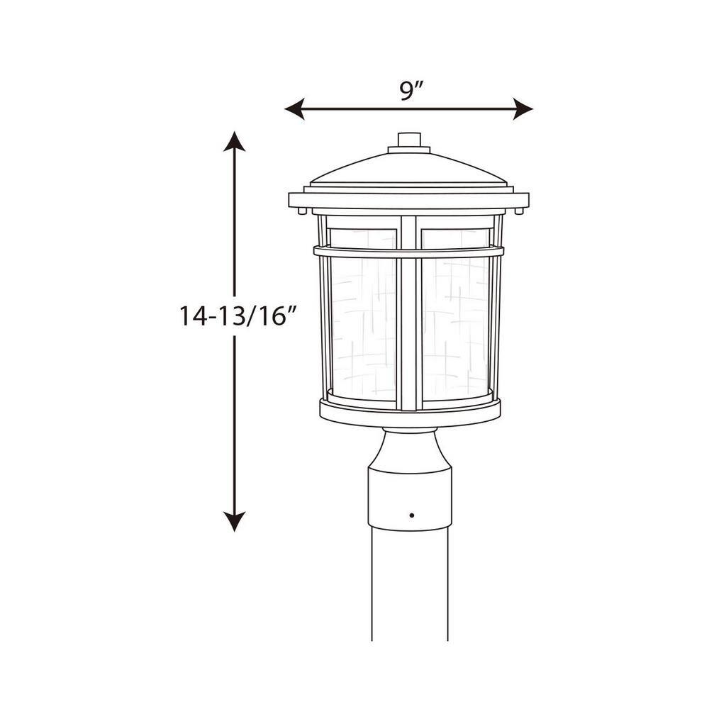 Black Aluminum Outdoor Post Lantern with Etched Umber Glass Shade