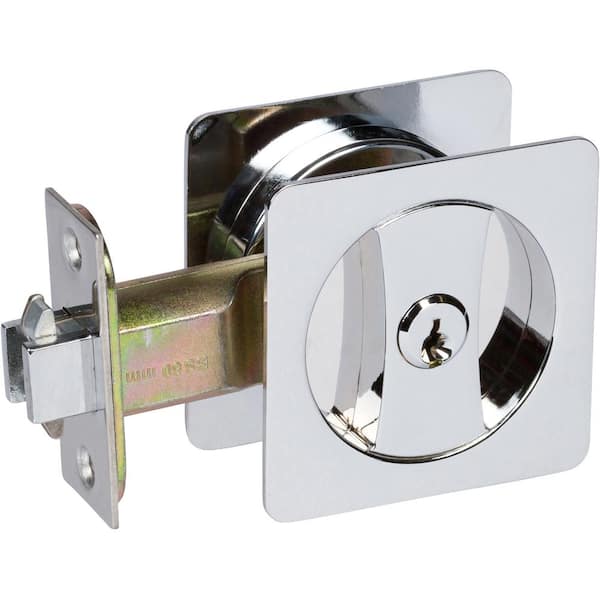 DELANEY HARDWARE Contemporary Square Polished Chrome Entry Door Sliding Pocket Door Lock