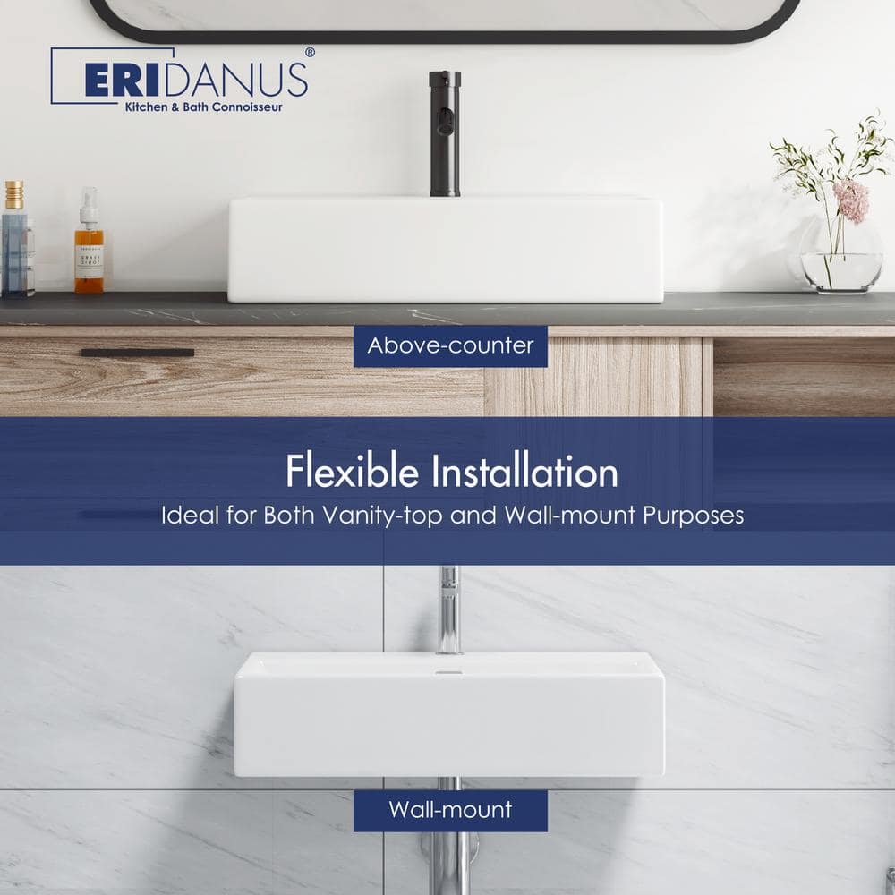 Turner 24" White Ceramic Rectangular Wall-Mount Bathroom Sink