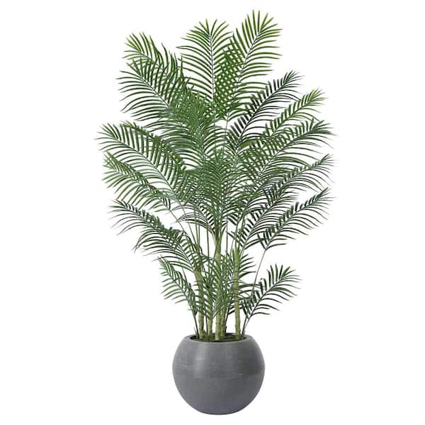 DR.Planzen 7 ft. uv Resistant Artificial Palm Tree With Grey Tall Planter,Fake Tropical Palm Plants for Indoor Outdoor Home Decor