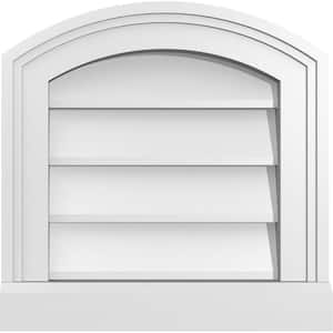 14 in. x 14 in. Arch Top Surface Mount PVC Gable Vent: Functional with Brickmould Sill Frame