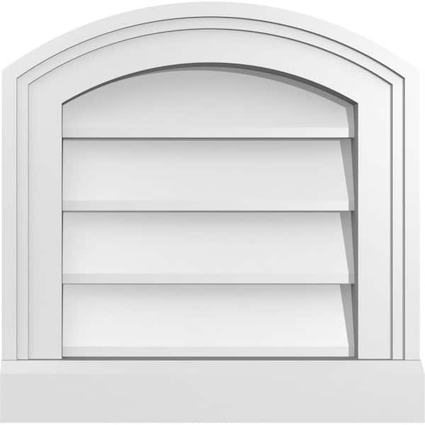 Ekena Millwork 14 in. x 14 in. Arch Top Surface Mount PVC Gable Vent: Functional with Brickmould Sill Frame