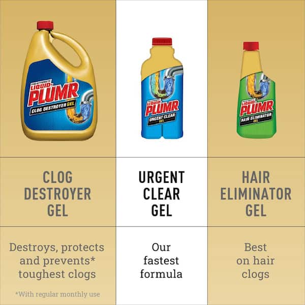 Liquid-Plumr Hair Clog Eliminator, Drain Clog Remover, Liquid Drain Cleaner,  Kitchen and Bathroom Use, Safe for All Pipes, 16 Ounces