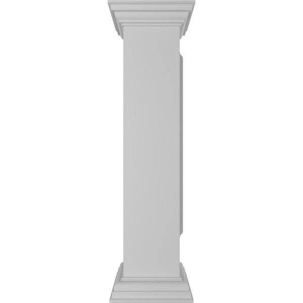 Ekena Millwork Corner 40 in. x 8 in. White Box Newel Post with Panel, Peaked Capital and Base Trim (Installation Kit Included)