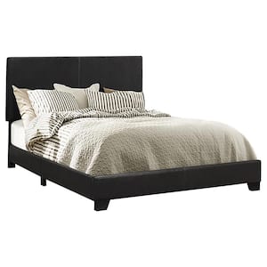Dorian Black Wood Frame Faux Leather Upholstered California King Panel Bed
