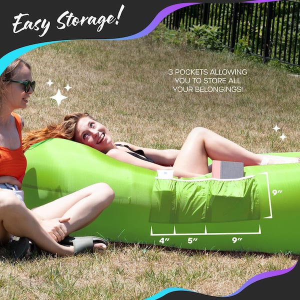 Nevlers Blue and Green Inflatable Loungers with Travel Bags