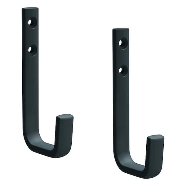 4 in. Zinc Single Wall Hook, 35 lb. Load Capacity, Matte Black (2-Pack)
