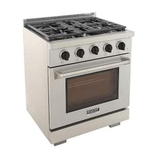 Professional 30 in. 4.2 cu. ft. Propane Gas Range with Power Burner, Convection Oven in Stainless Steel with Black Knobs