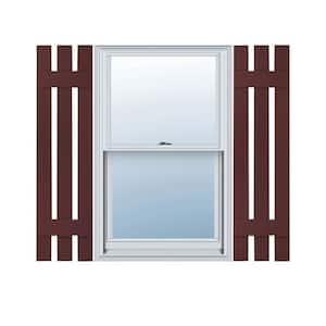 12 in. W x 47 in. H Vinyl Exterior Spaced Board and Batten Shutters Pair in Bordeaux