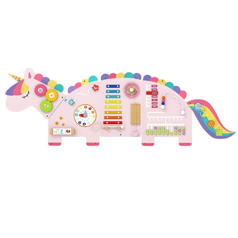Unicorn Activity Wall Busy Board 11-in-1 Wall-mounted Wooden Sensory Wall Panels Pink price history on PriceWatchPro