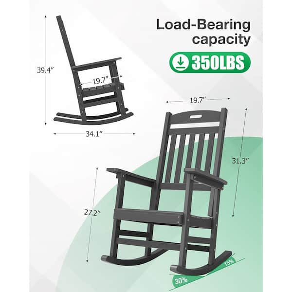 Gray Classic Plastic Patio Outdoor Rocking Chair